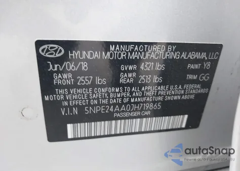 2018 Hyundai Sonata Eco z USA, uszkodzony, nr VIN 5NPE24AA0JH719865